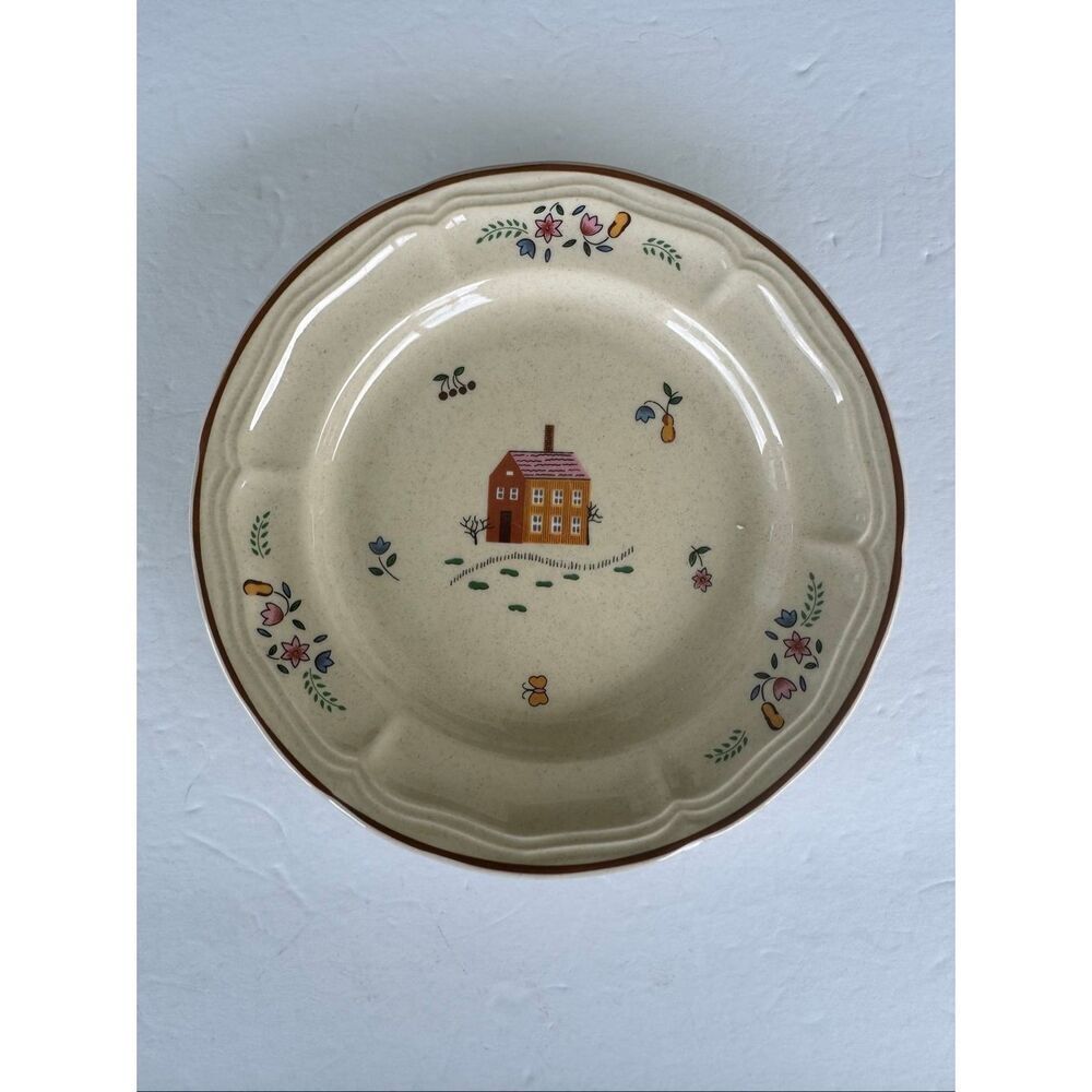 Newcor Stoneware Vintage OUR COUNTRY Pattern 7.5” Salad Plate 1987 Thailand 6004